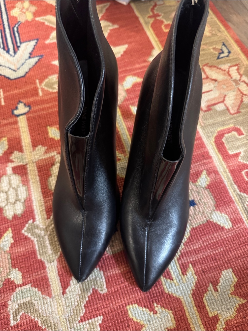 Nine West Women’s Black Pointed Toe Ankle Boots - Classic Leather